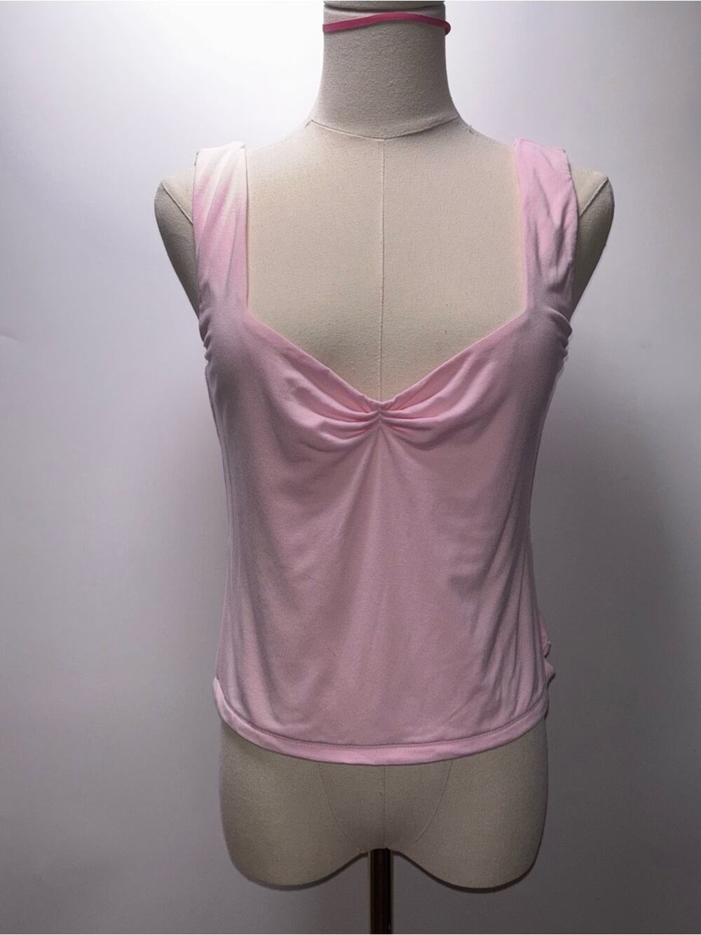 White Fox Boutique Baby Pink Ruched Front Tank Top Size L